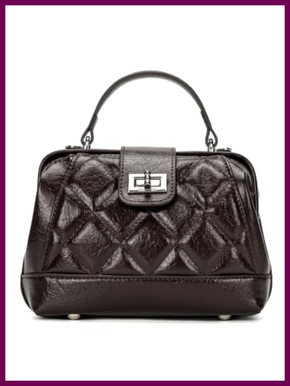 Quilted Mini Top-Handle Vegan Leather Handbag Clutch Crossbody Bag